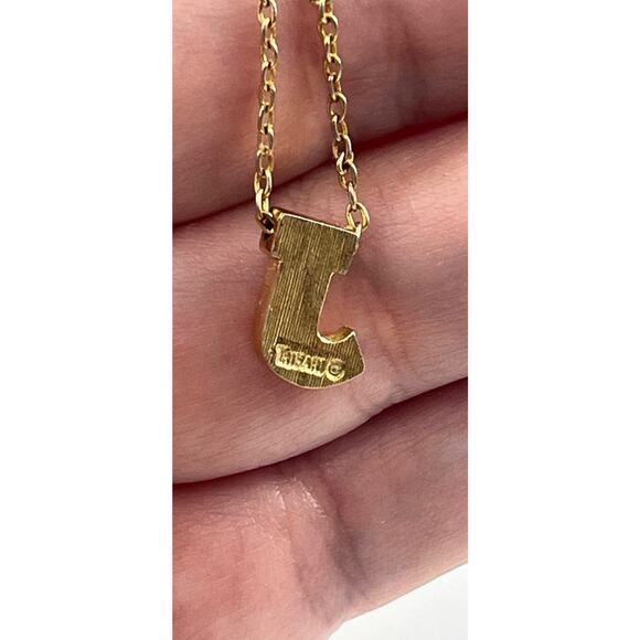 Vintage Trifari Initial J Necklace Gold Tone Letter Pendant Chain 16" Jewelry Na - Picture 7 of 16